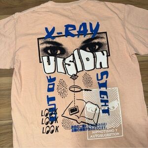 X-Ray Vision Pop Art Double Sided Text Print Designer Peach sz Sm Hipotismo sk8